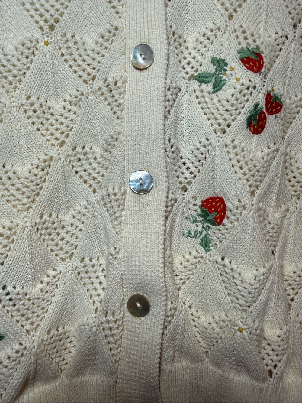DRIFTWOOD Cream Open-Knit Button Cardigan Strawberry Fields Boho Western Prairie - Picture 5 of 12